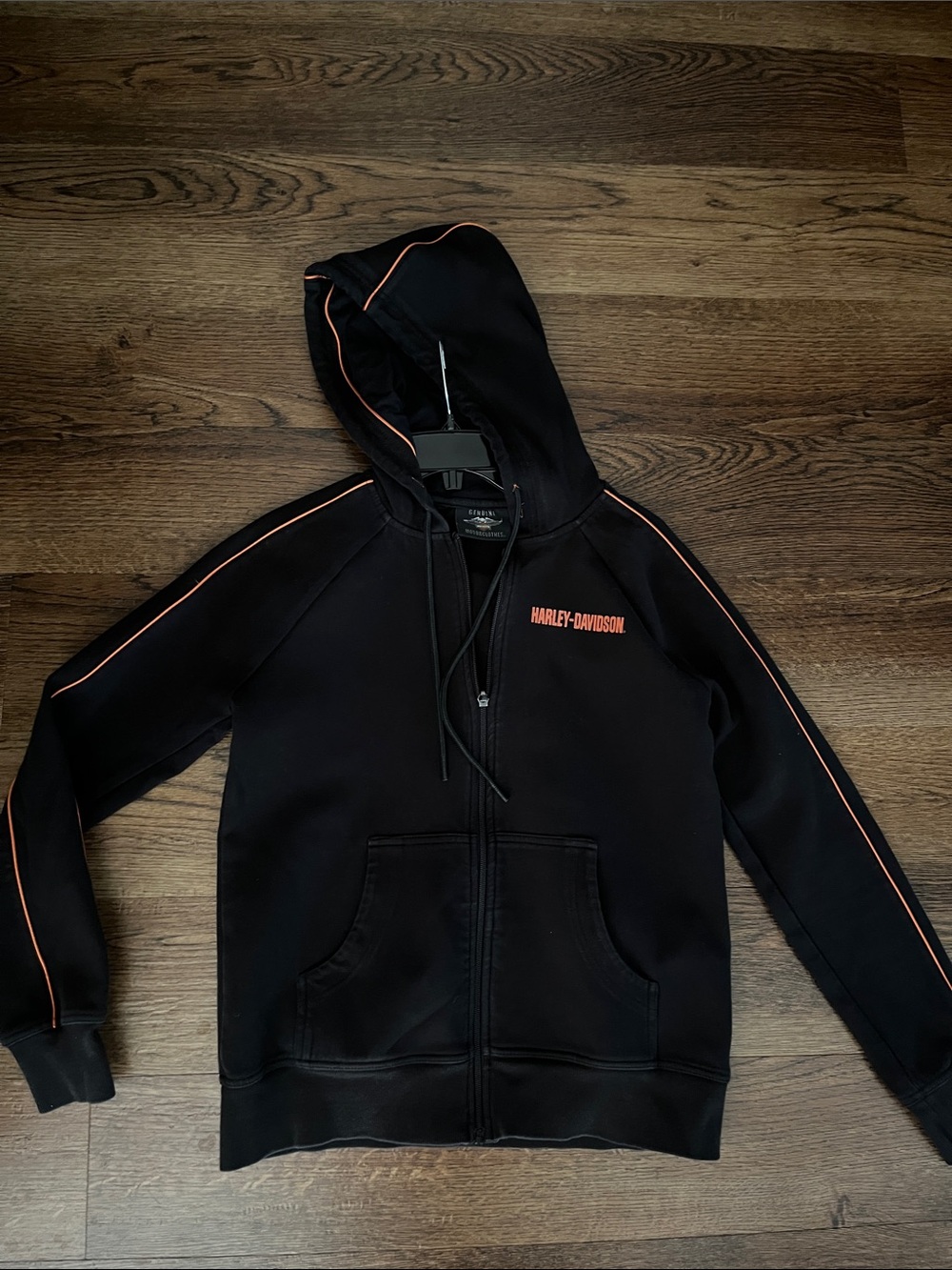 Harley-Davidson Black Zip-Up Hoodie with Orange Piping